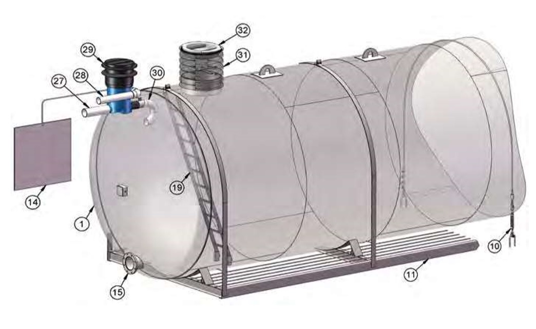 Cuve en acier à enterrer pour récupérer de l'eau de pluie 